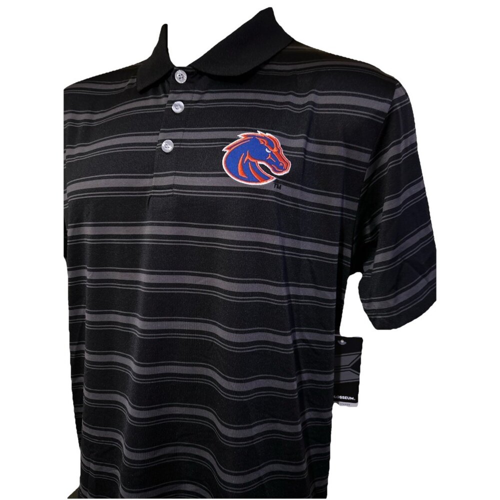 NEW Boise State BSU Broncos Colosseum Black Button Collared Polo Shirt Men's L